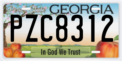 GA license plate PZC8312