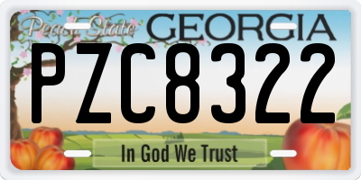 GA license plate PZC8322