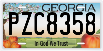 GA license plate PZC8358