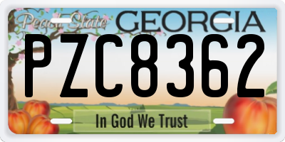 GA license plate PZC8362
