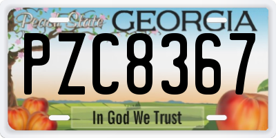 GA license plate PZC8367