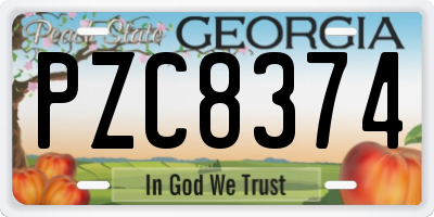 GA license plate PZC8374