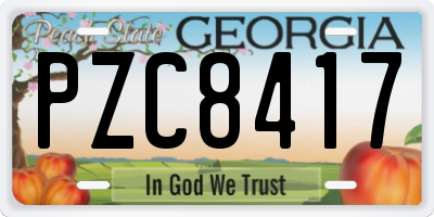 GA license plate PZC8417