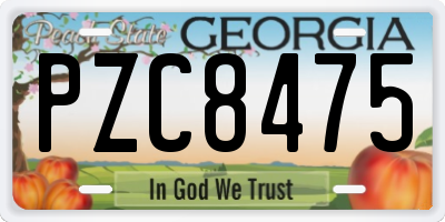 GA license plate PZC8475
