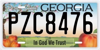 GA license plate PZC8476