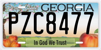GA license plate PZC8477