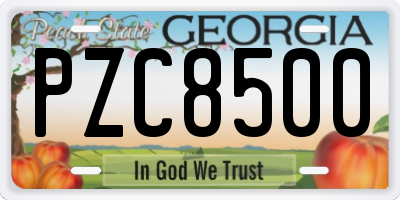 GA license plate PZC8500