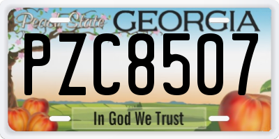 GA license plate PZC8507