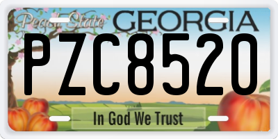 GA license plate PZC8520