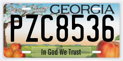 GA license plate PZC8536