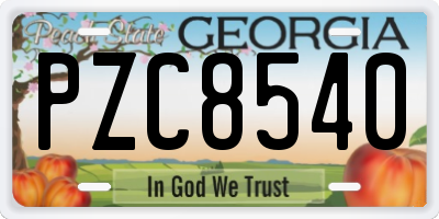 GA license plate PZC8540
