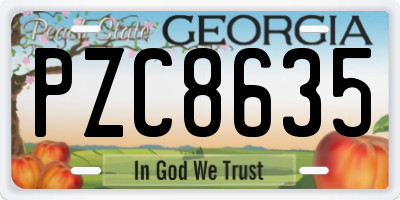 GA license plate PZC8635