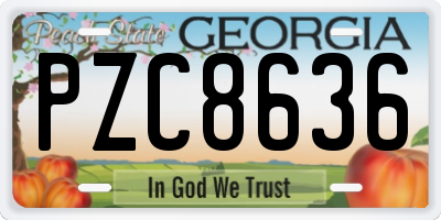 GA license plate PZC8636