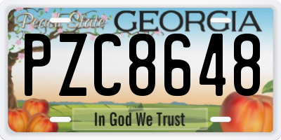 GA license plate PZC8648