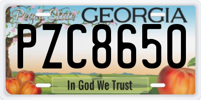 GA license plate PZC8650
