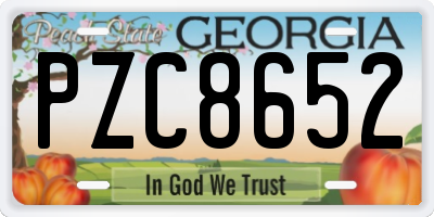 GA license plate PZC8652