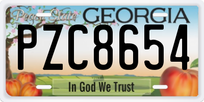 GA license plate PZC8654