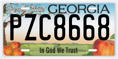 GA license plate PZC8668