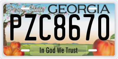GA license plate PZC8670