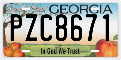 GA license plate PZC8671
