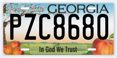 GA license plate PZC8680