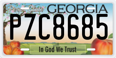 GA license plate PZC8685
