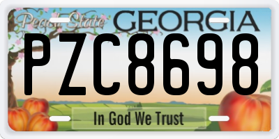 GA license plate PZC8698