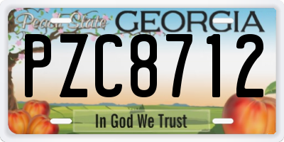 GA license plate PZC8712