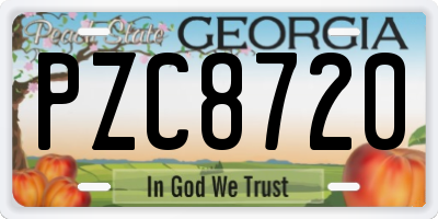 GA license plate PZC8720