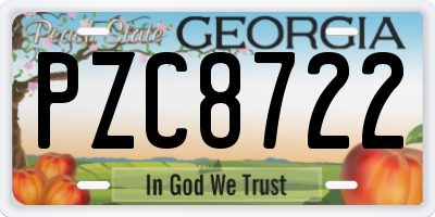 GA license plate PZC8722