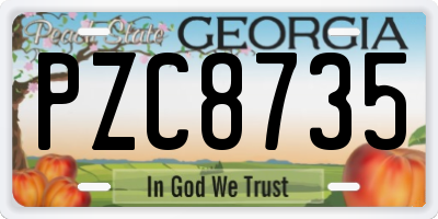 GA license plate PZC8735