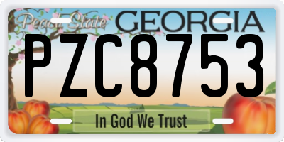 GA license plate PZC8753