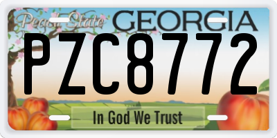 GA license plate PZC8772