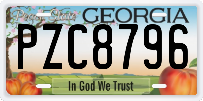 GA license plate PZC8796