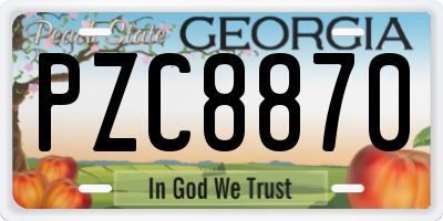 GA license plate PZC8870