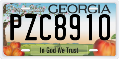 GA license plate PZC8910