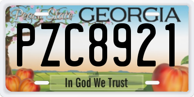 GA license plate PZC8921