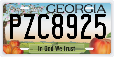 GA license plate PZC8925