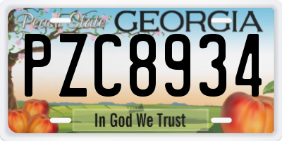 GA license plate PZC8934