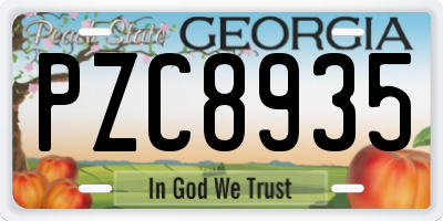 GA license plate PZC8935