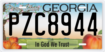 GA license plate PZC8944