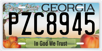 GA license plate PZC8945