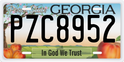 GA license plate PZC8952