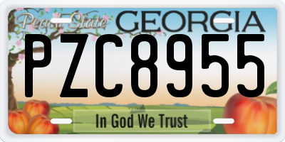 GA license plate PZC8955
