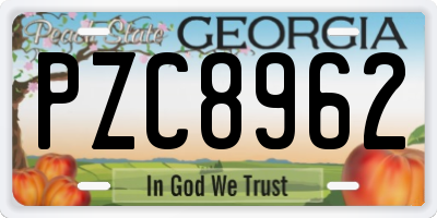 GA license plate PZC8962