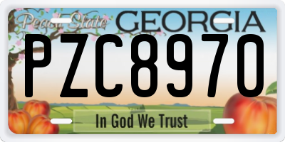 GA license plate PZC8970