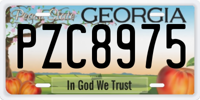 GA license plate PZC8975