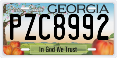 GA license plate PZC8992