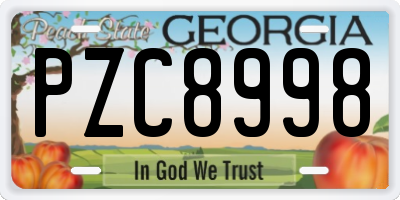 GA license plate PZC8998