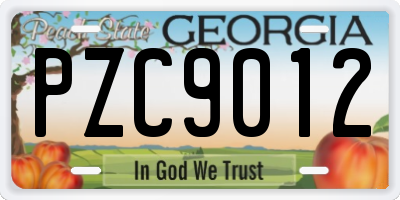 GA license plate PZC9012